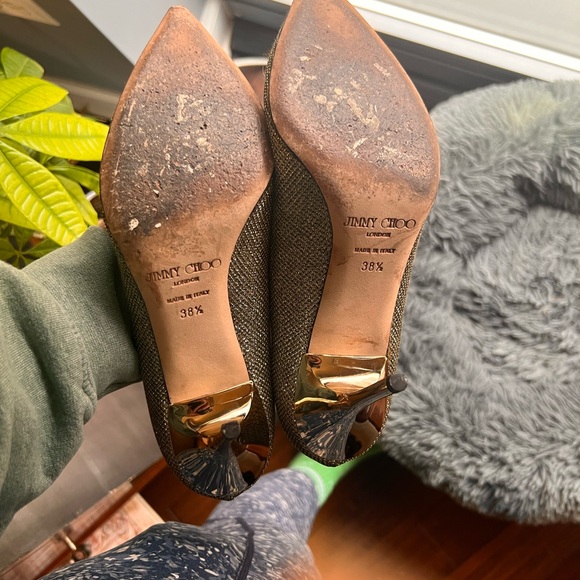 Gorgeous Jimmy Choo Light Bronze Glitter Heels size 8/38.5 in original box - Picture 7 of 9